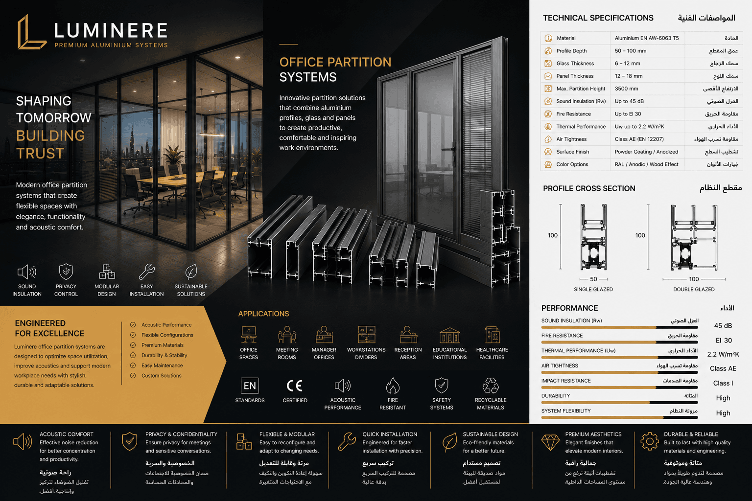 Office Partition Systems — LUMINERE Aluminium Systems
